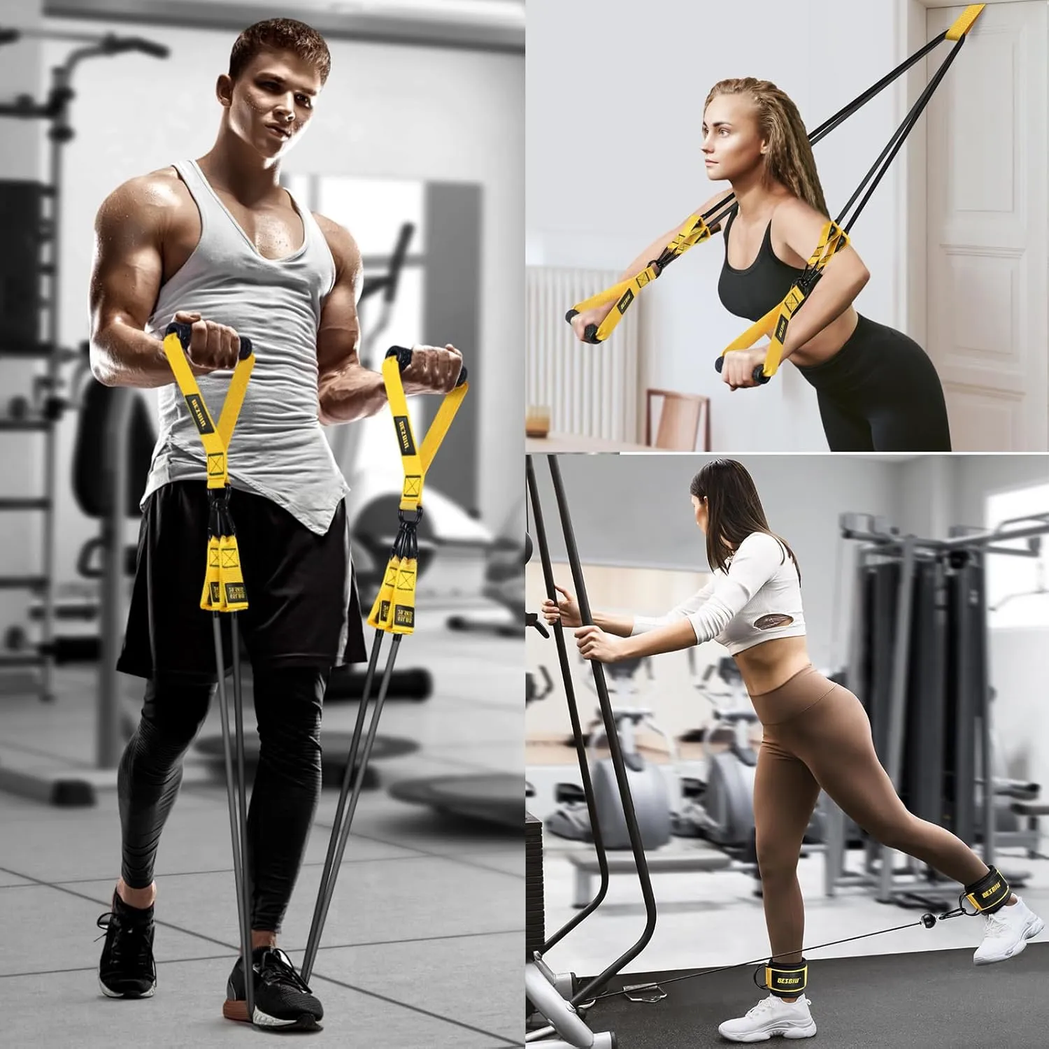 Heavy Exercise Bands Resistance Bands for Working Out, 300lbs/360lbs Fitness Workout Bands with Handles, Door Anchor, Leg Ankle Straps, Home Gym Workout Equipment for Men Strength Training Stretching
