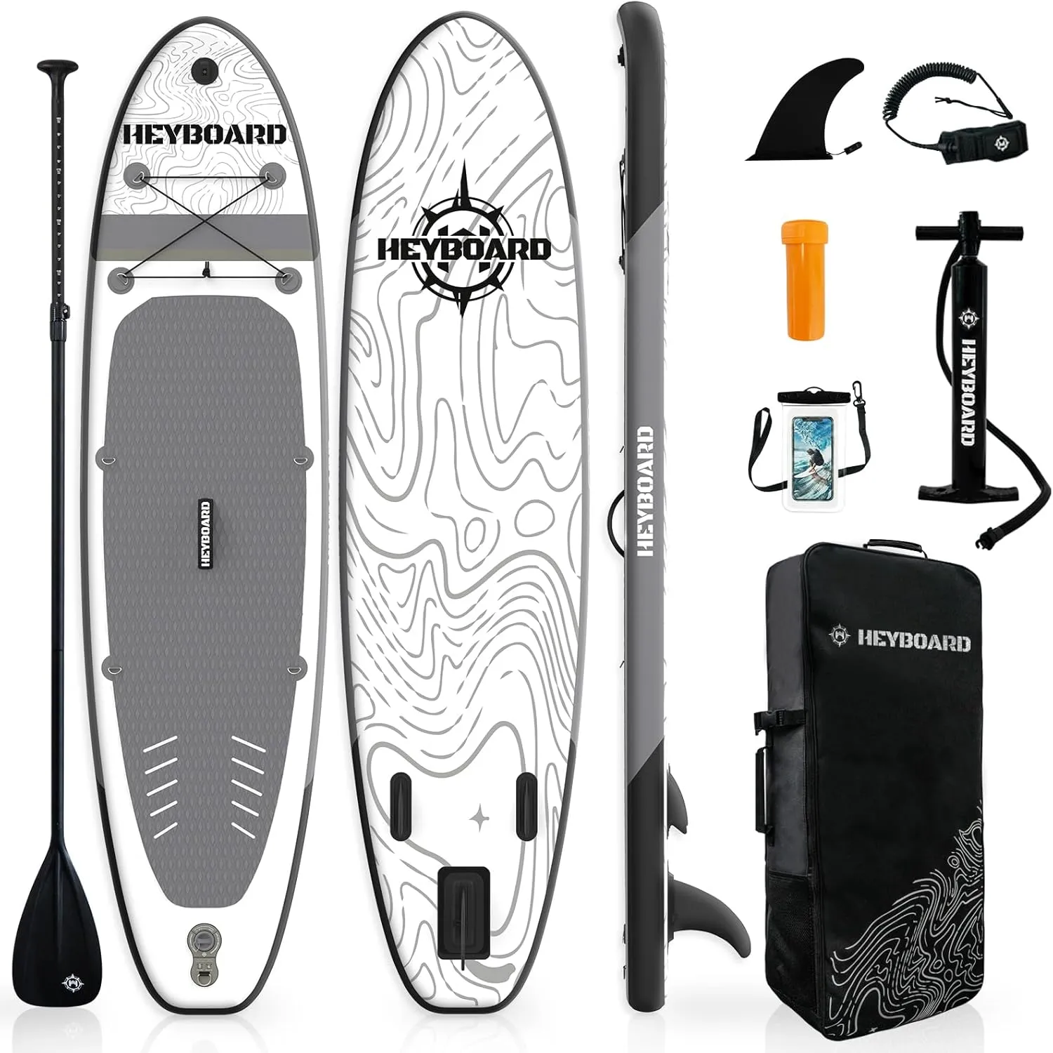 HEYBOARD Inflatable Stand Up Paddle Board 10'6"32"6" Standup Paddleboard with Premium SUP Accessories & Backpack, Non-Slip Deck, Waterproof Bag, Leash, Paddle, Hand Pump