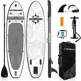HEYBOARD Inflatable Stand Up Paddle Board 10'6"32"6" Standup Paddleboard with Premium SUP Accessories & Backpack, Non-Slip Deck, Waterproof Bag, Leash, Paddle, Hand Pump