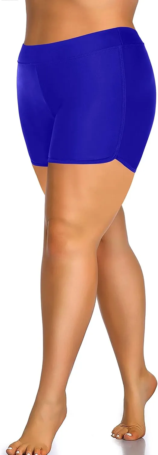Holipick Plus Size Swim Shorts Women High Waisted Bathing Suit Bottoms Tummy Control Swim Shorts