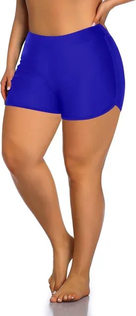 Holipick Plus Size Swim Shorts Women High Waisted Bathing Suit Bottoms Tummy Control Swim Shorts