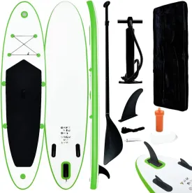 Inflatable Stand Up Paddle Board Set Sturdy and Versatile Design, Green and White