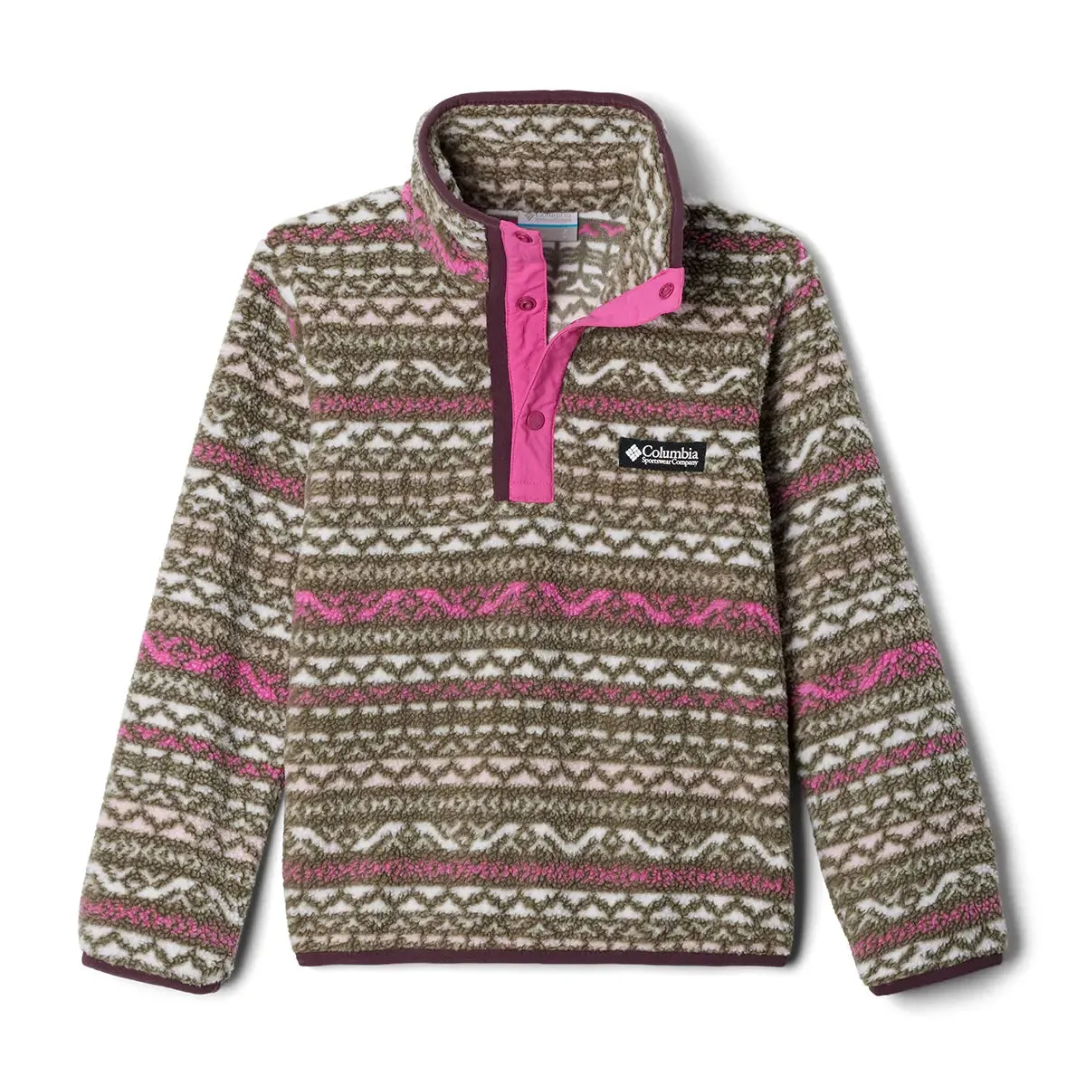 Kids Helvetia™ II Printed Half Snap Fleece - Pink Ice