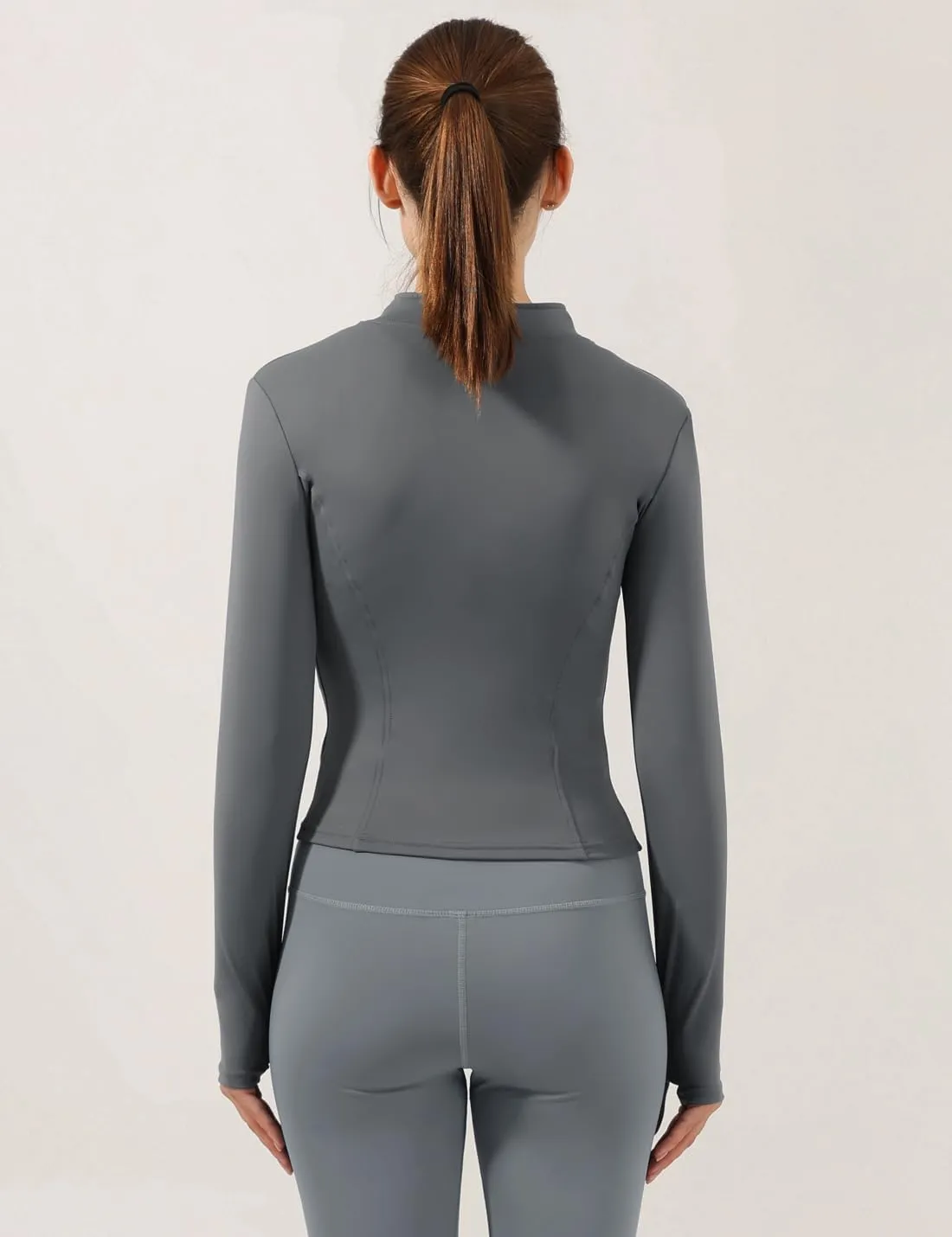 Locachy Women's Lightweight Stretchy Workout Full Zip Running Track Jacket with Thumb Holes