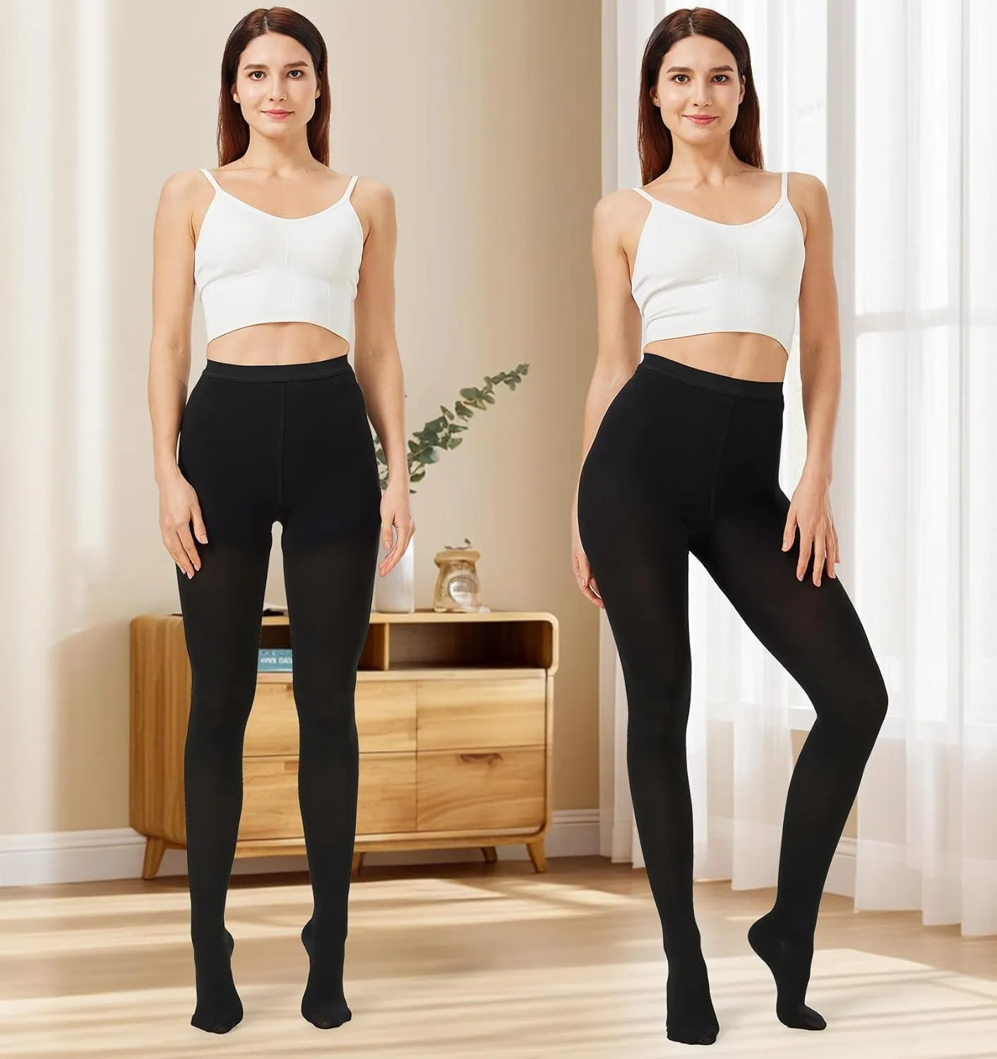 Medical Compression Pantyhose for Women & Men, 20-30 mmHg Graduated Support Tights, Opaque Closed Toe Waist High Compression Stockings for Varicose Veins, Edema, Poor Circulation, Post Surgery