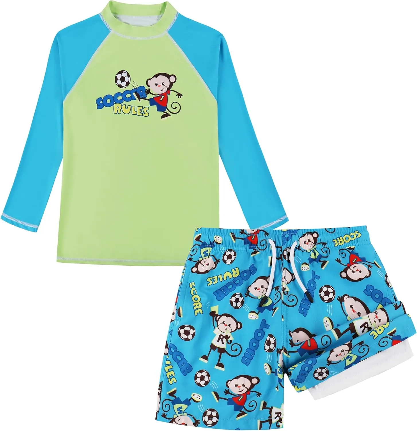 MILANKERR Toddler Boys Rash Guard Sets,Swim Trunks with Compression Liner,Swim Shirt Sets