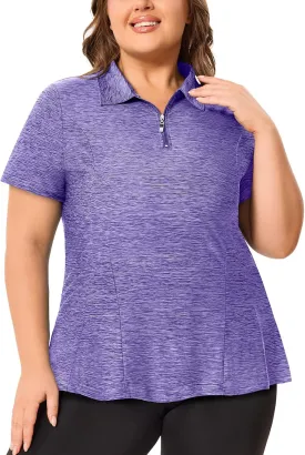 Misyula Style Plus Size Womens Golf Shirt Short Sleeve Quarter Zip Polo Shirts Casual Work Tennis Workout Tops XL-5XL