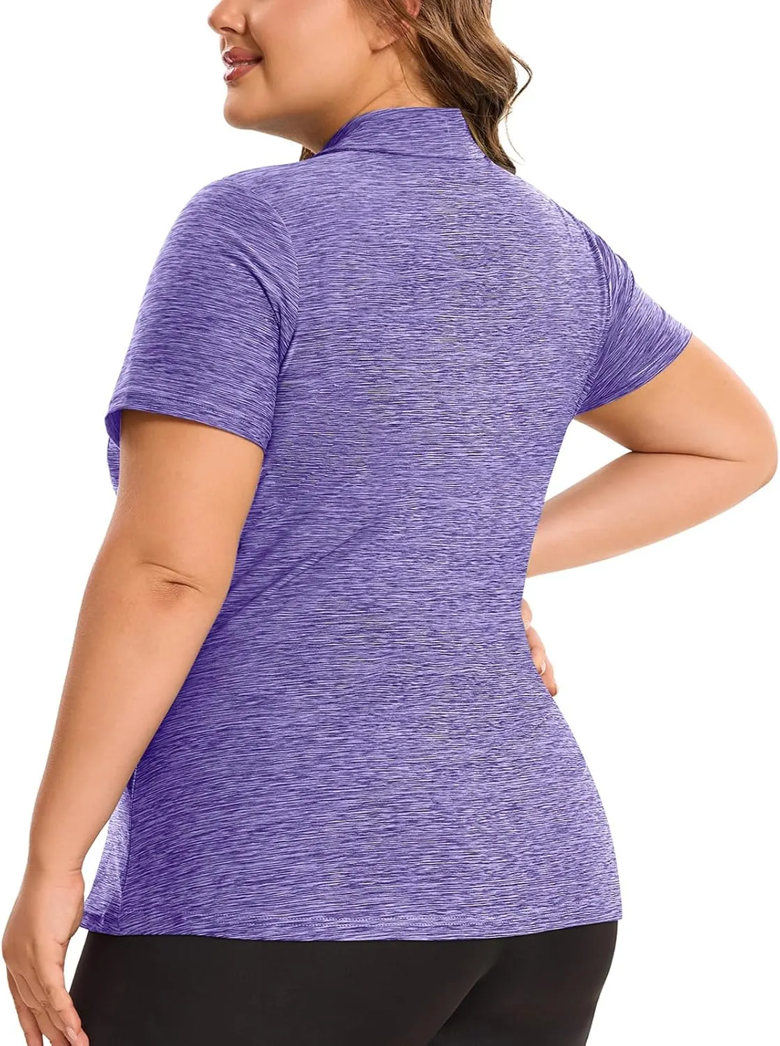 Misyula Style Plus Size Womens Golf Shirt Short Sleeve Quarter Zip Polo Shirts Casual Work Tennis Workout Tops XL-5XL