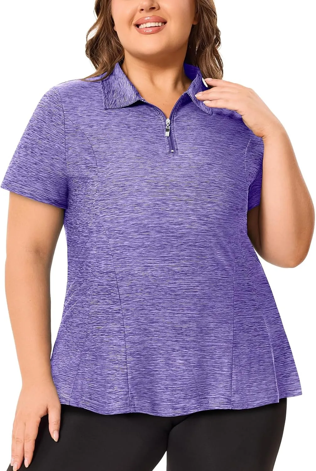 Misyula Style Plus Size Womens Golf Shirt Short Sleeve Quarter Zip Polo Shirts Casual Work Tennis Workout Tops XL-5XL