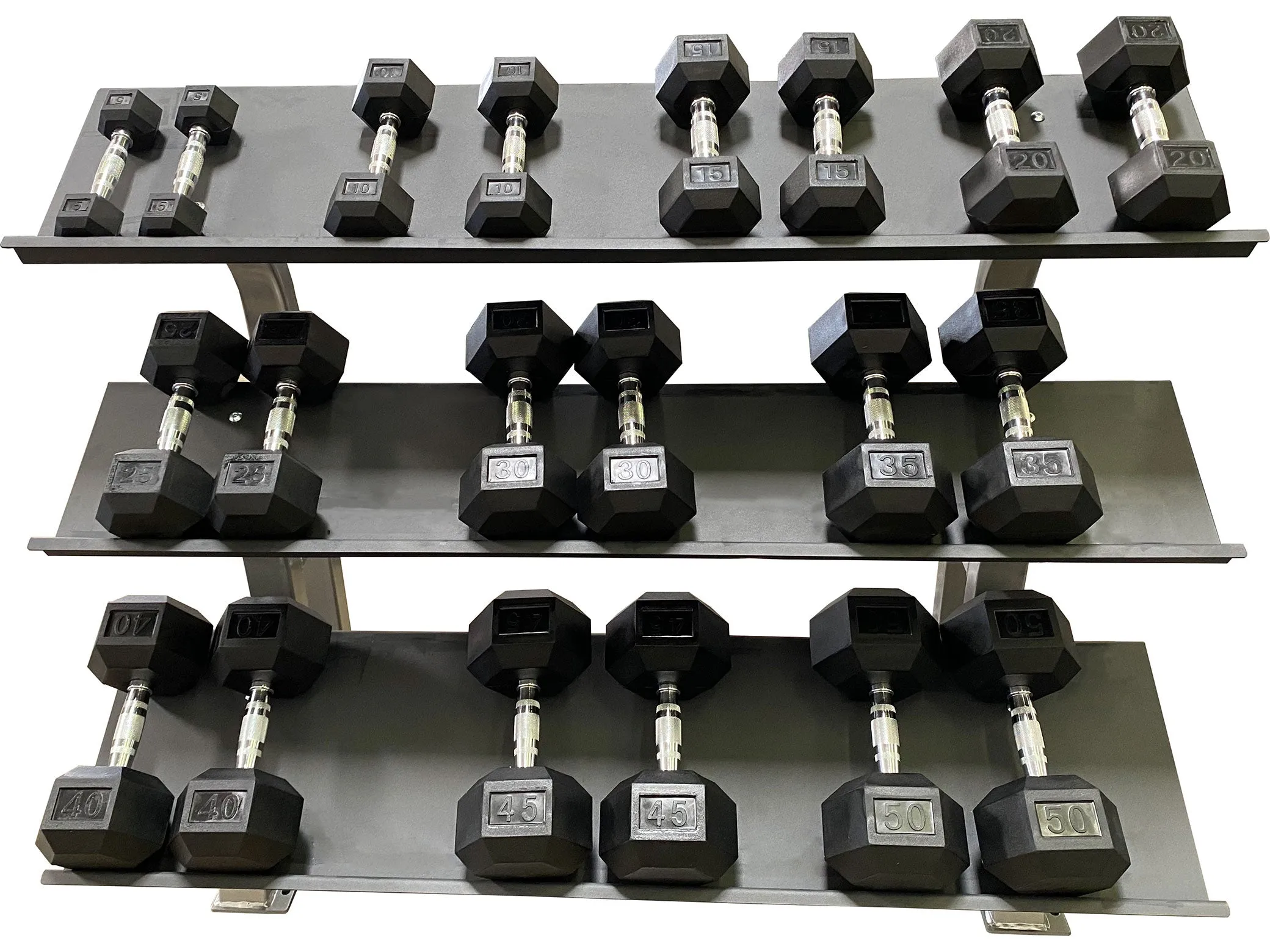 New Sportgear Rubber Hex Dumbbell Set 5 50 lbs
