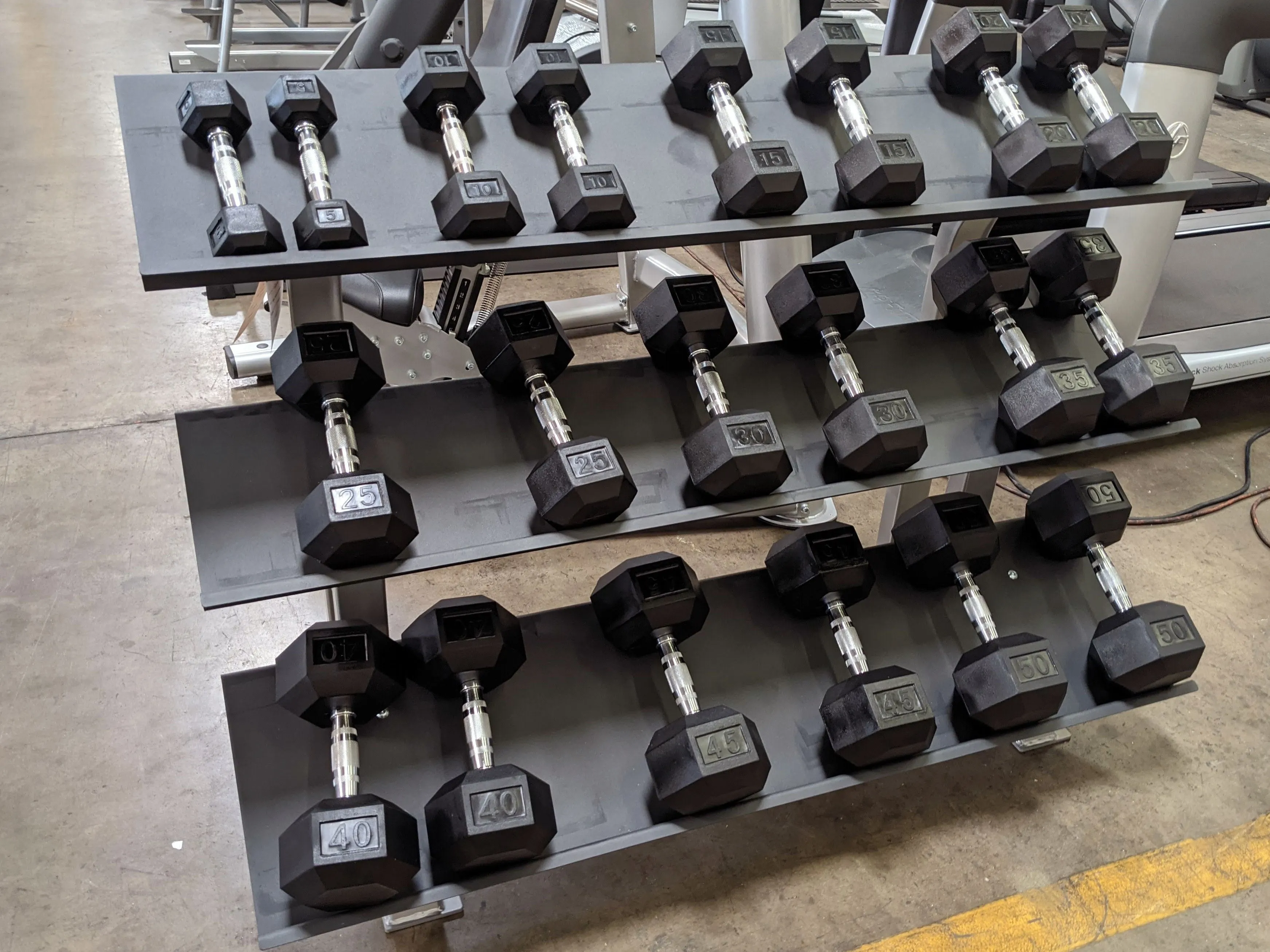 New Sportgear Rubber Hex Dumbbell Set 5 50 lbs