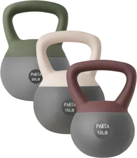 PAETA Soft Kettlebell for Home Fitness  Anti-Slip Grip & Wide Handle Design,Soft Kettlebell set, Gentle Floor-Friendly Impact  10lbs, 15lbs, 20lbs, for Home Functional Training