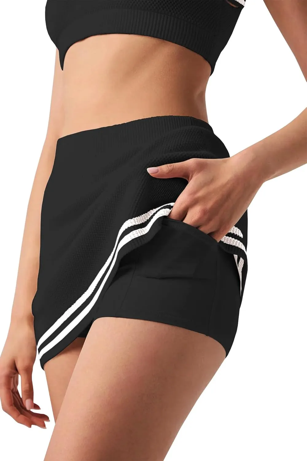 Panadila Womens 2 Piece Skirt Set Workout Outfits Tennis Skorts with Built-in Shorts and Sports Bra Gym Yoga
