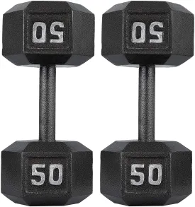 papababe Cast Iron Dumbbells, Free Weights Hex Dumbbells with Hammer Coating, Multi-Select Weights Available, Solid