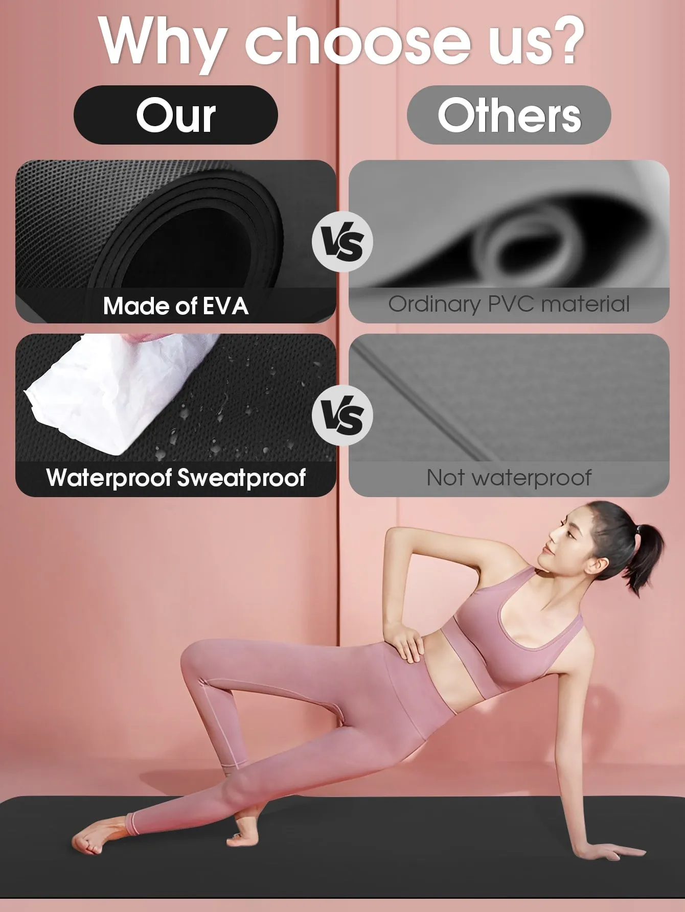 Pink Anti-slip Eva Yoga Mat