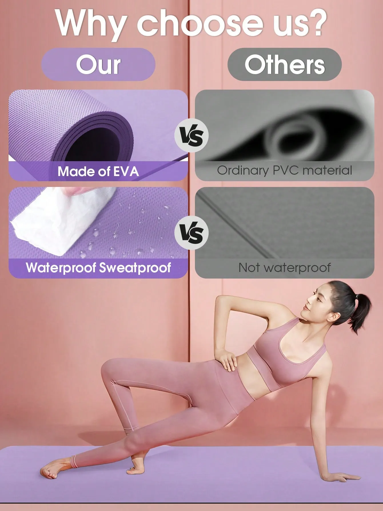 Pink Anti-slip Eva Yoga Mat
