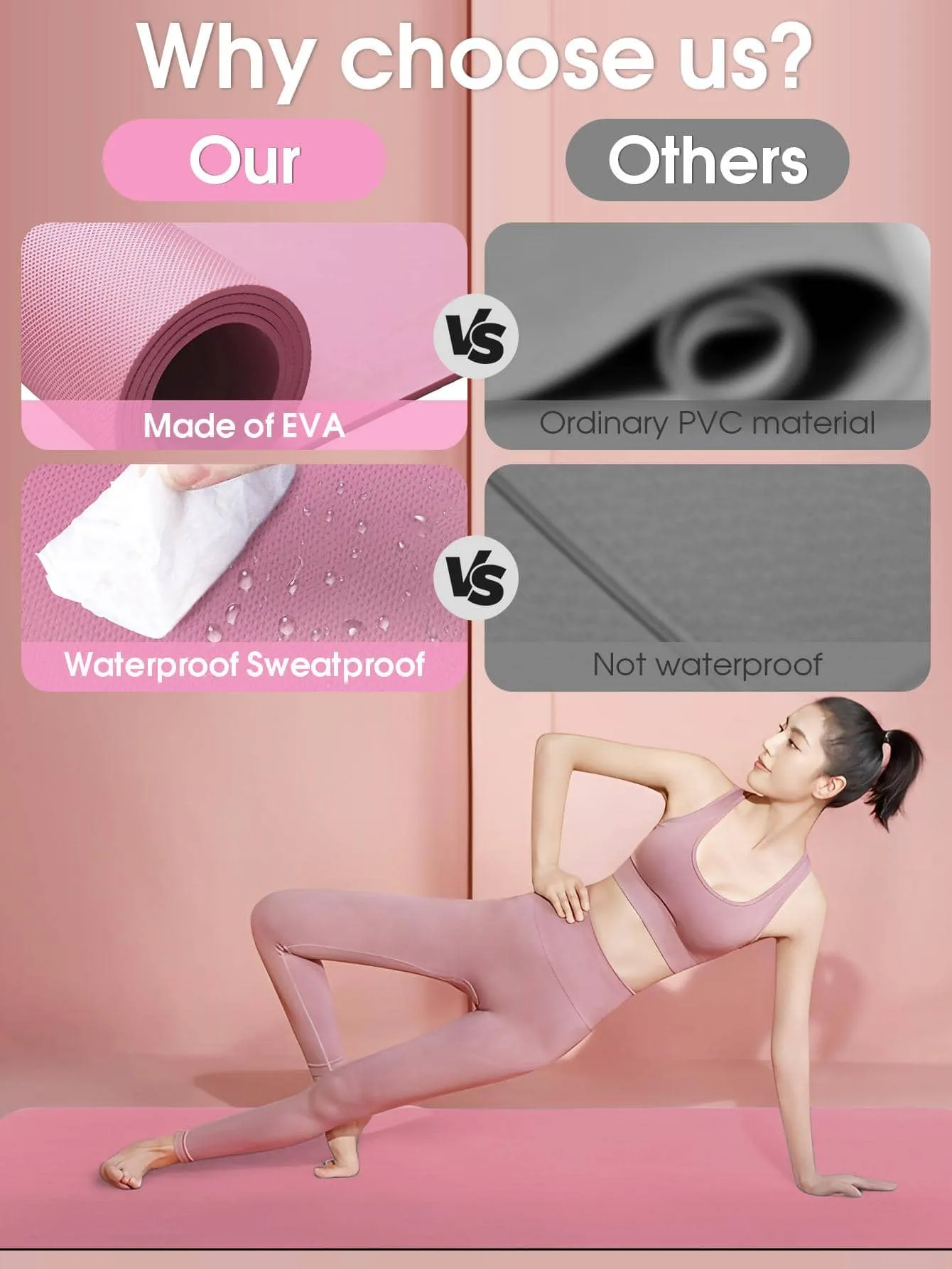 Pink Anti-slip Eva Yoga Mat