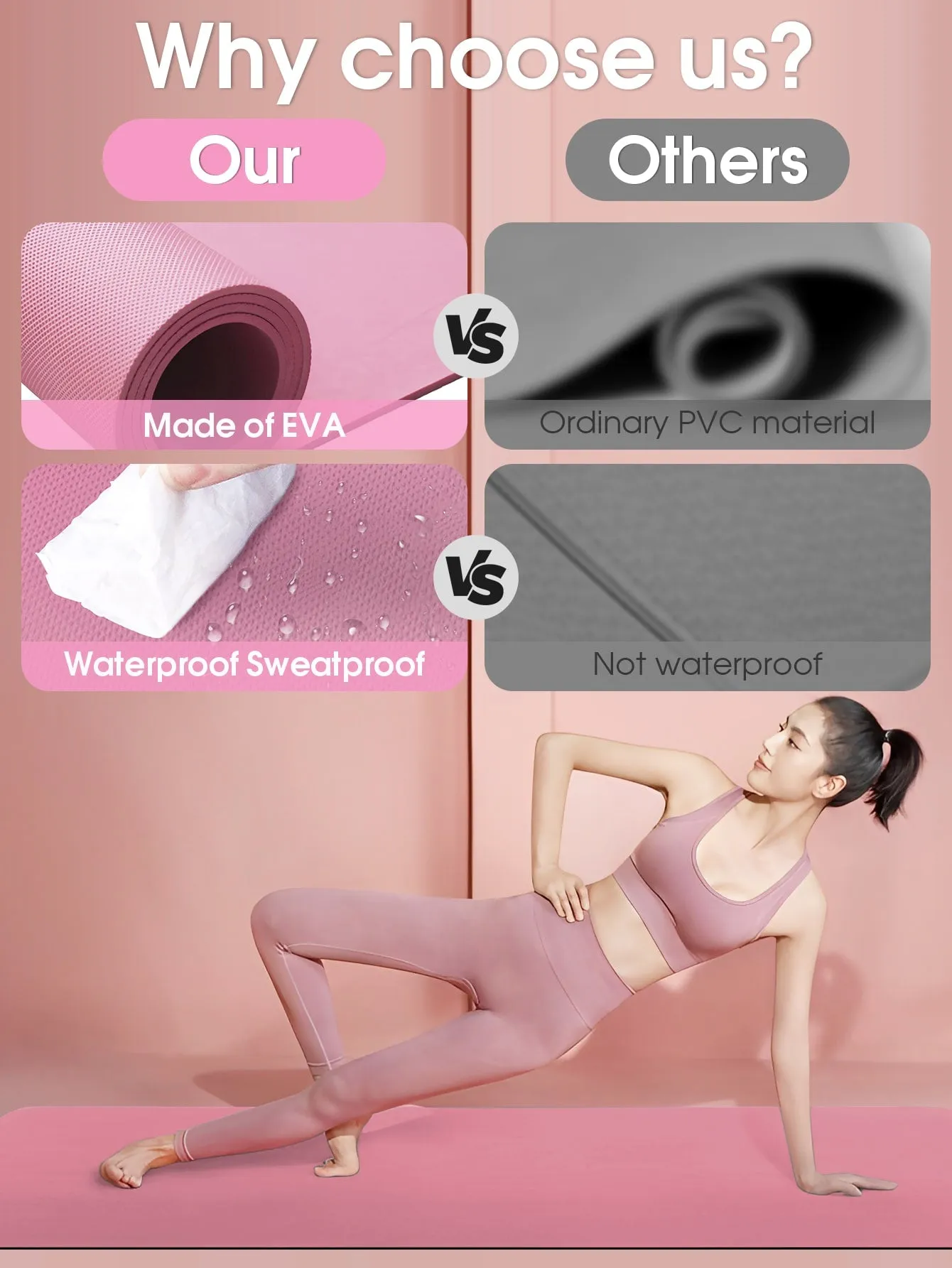Pink Anti-slip Eva Yoga Mat