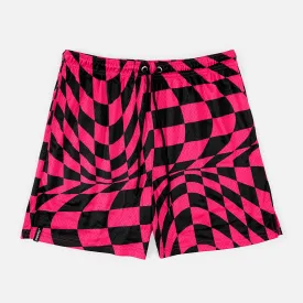 Pink Warped Checkered Shorts - 7"
