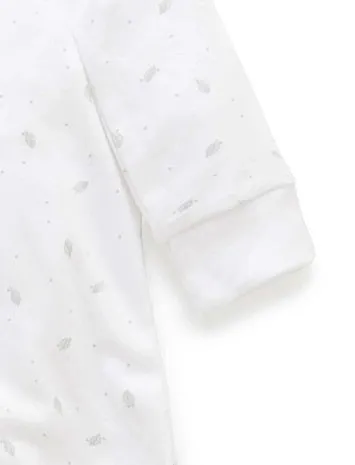 Purebaby Organic Sleepsuit - Pale Grey Leaf With Spot