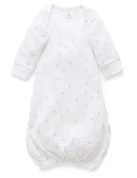 Purebaby Organic Sleepsuit - Pale Grey Leaf With Spot