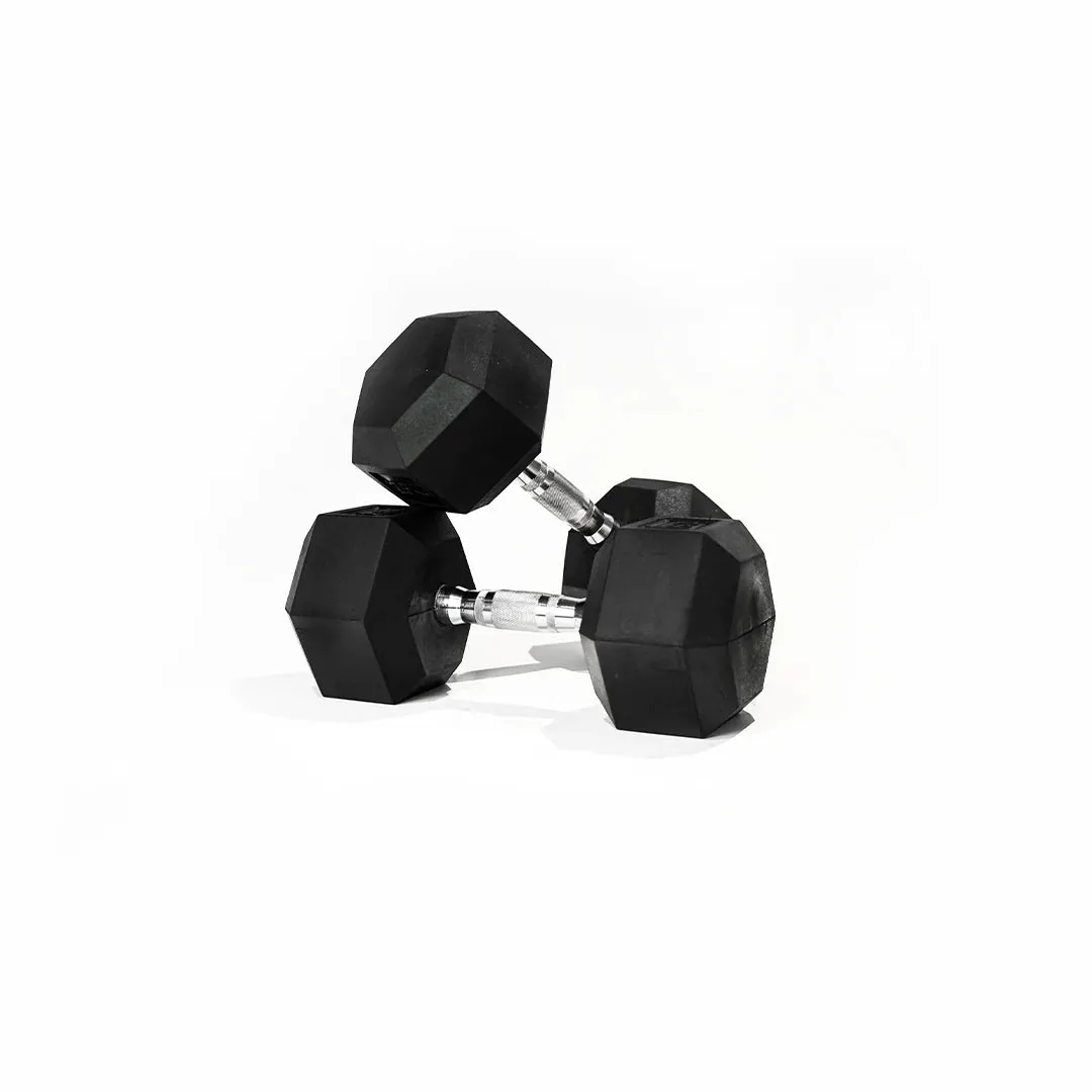 Rubber Hex Dumbbell Set & Vertical Rack - 10 Pairs (1kg - 10kg)