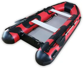 Seamax Recreational 10.8 Feet Inflatable Boat with High Pressure Airmat Floor Easy to Roll up, Max 4 Passengers and 15HP Rated-RED