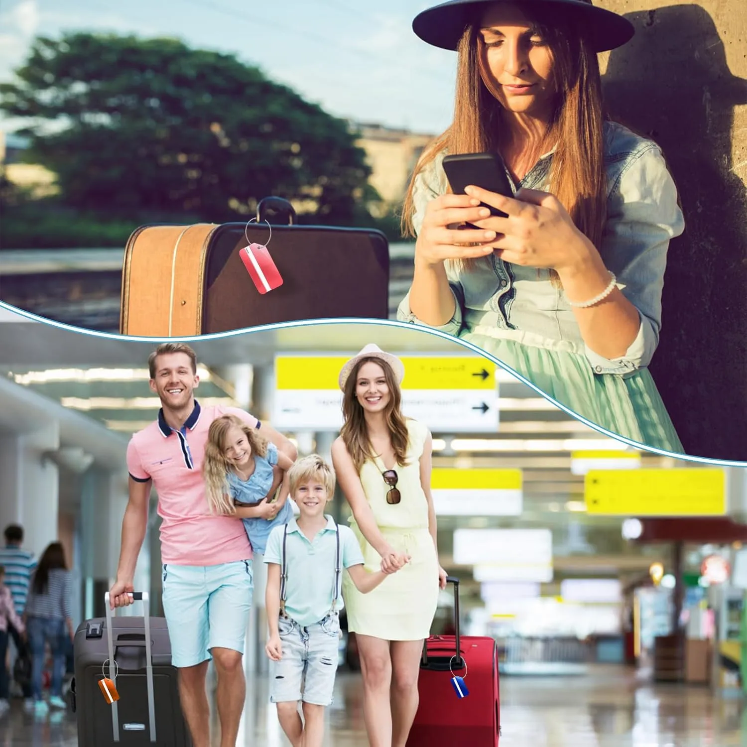 Suitcase Tag Luggage Tags Aluminum 10 Pack Tags for Luggage Identifier with Name Tag Address, Stainless Steel Loop Baggage Tags Suitable for Travel Luggage Travel Bag Suitcase Bag Backpack