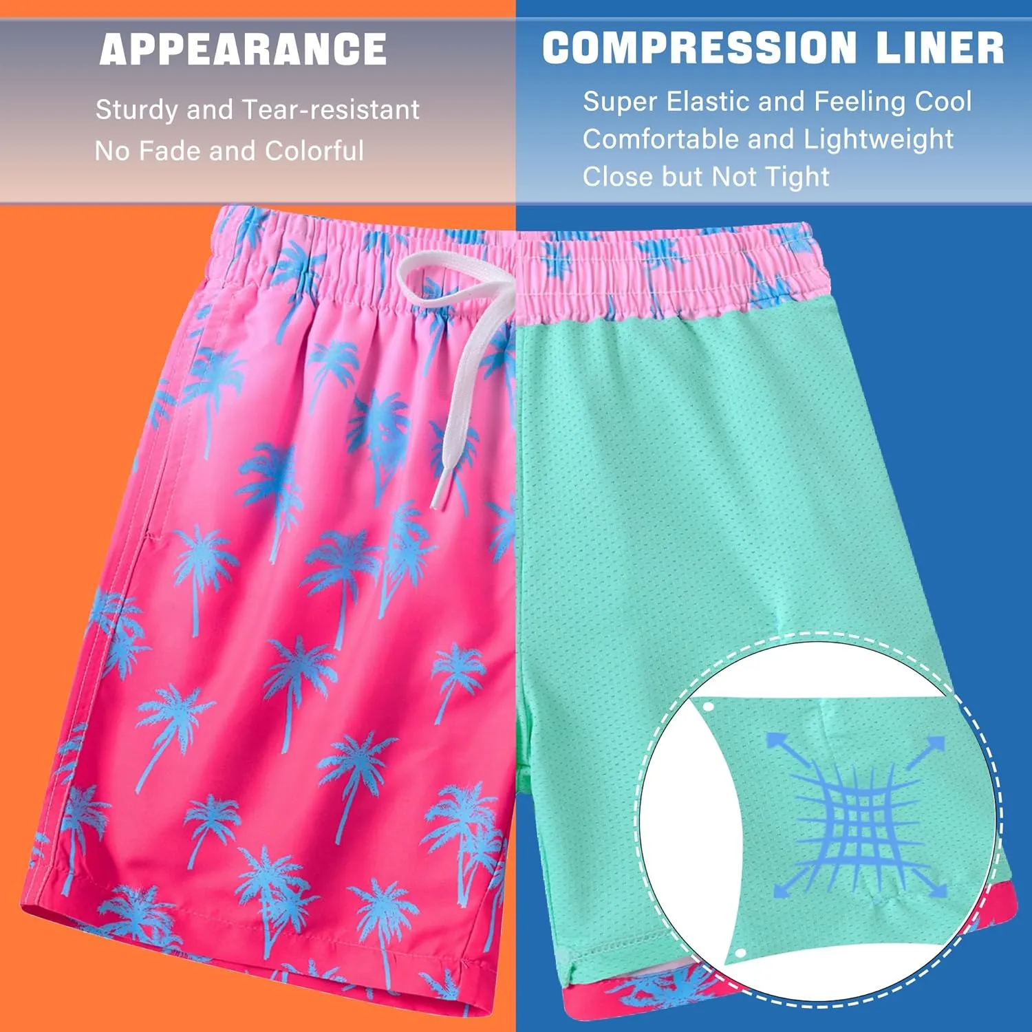 swimsobo Boys Swim Trunks for 5-16 Years Compression Liner Swimsuit Shorts Swimwear Boxer Bathing Suit