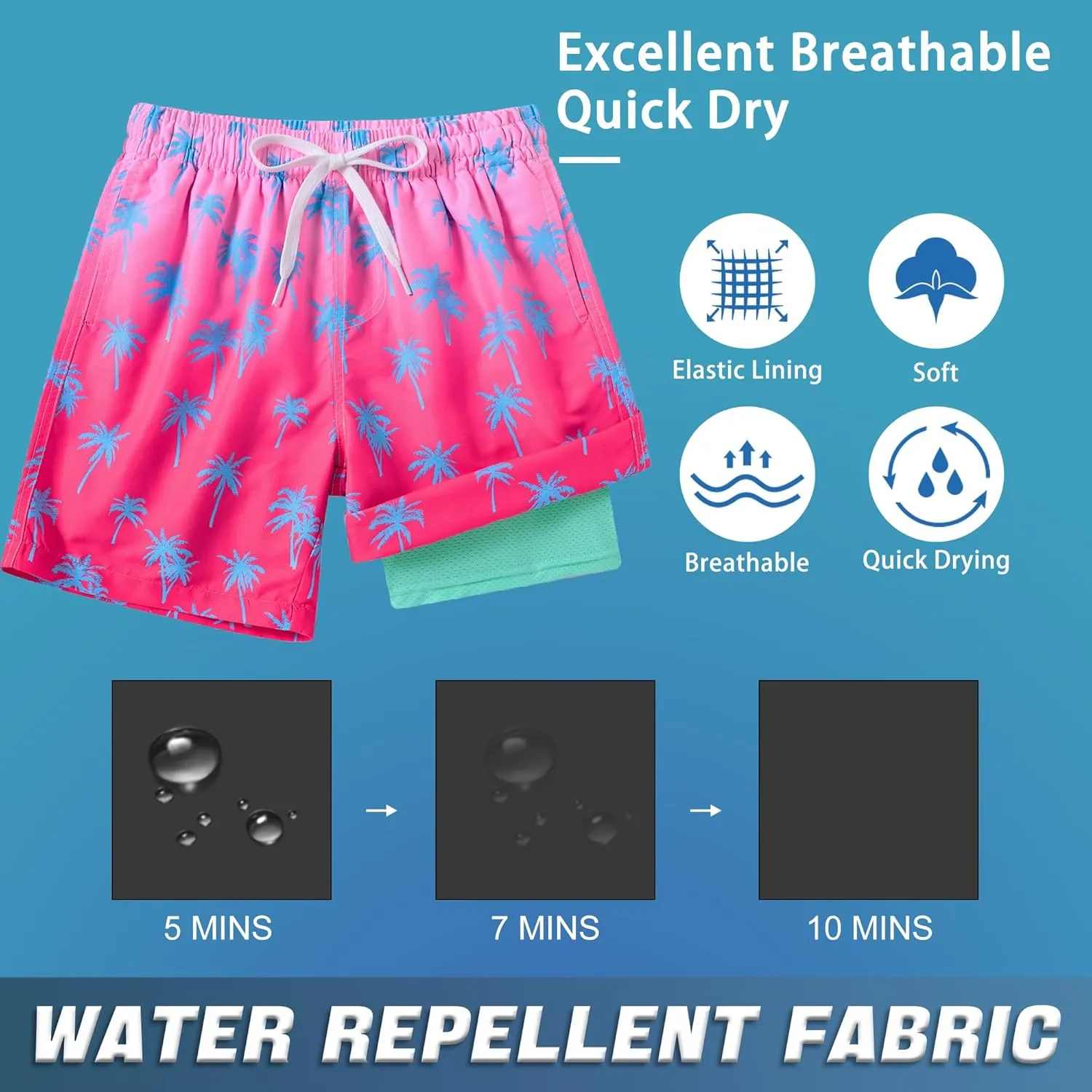 swimsobo Boys Swim Trunks for 5-16 Years Compression Liner Swimsuit Shorts Swimwear Boxer Bathing Suit