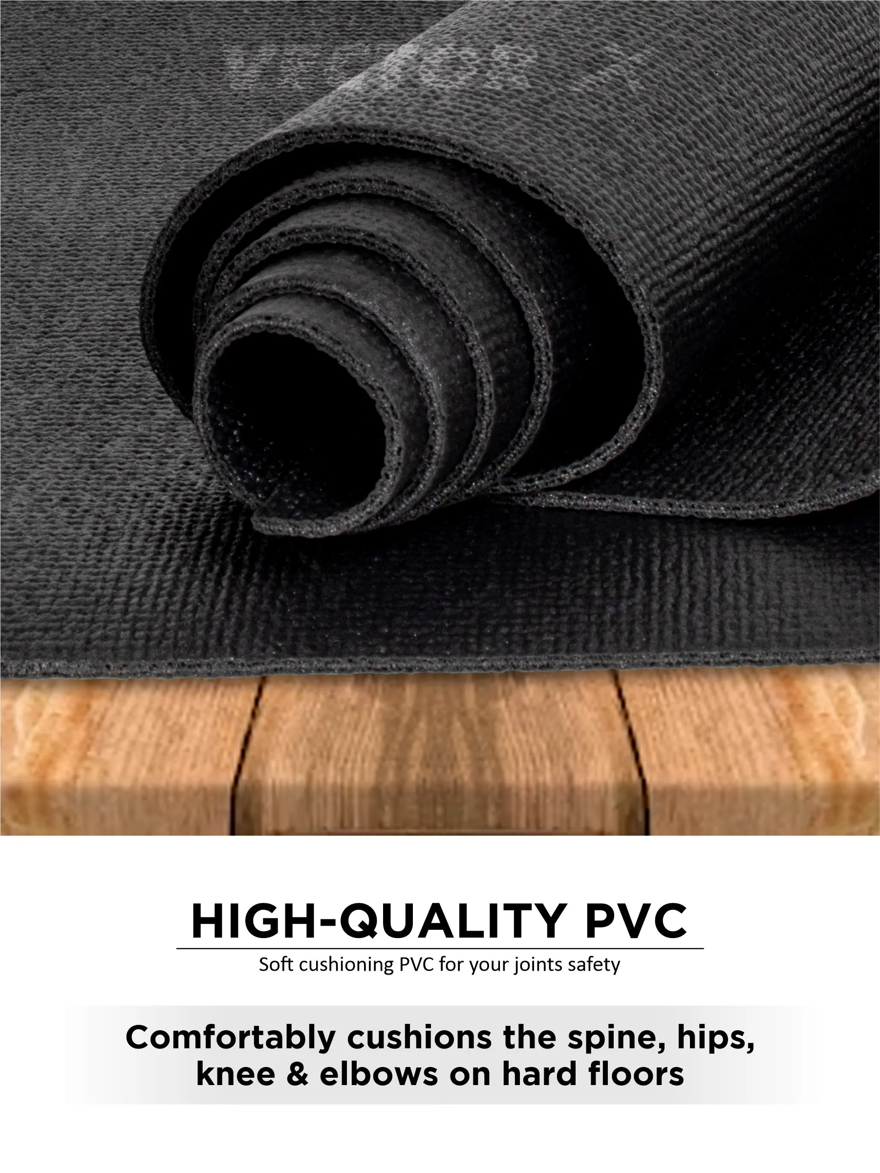 VECTOR X Non-Toxic Phthalate Free Best Quality and Anti slip PVC Eco Friendly 6 mm mm Yoga Mat (Black)