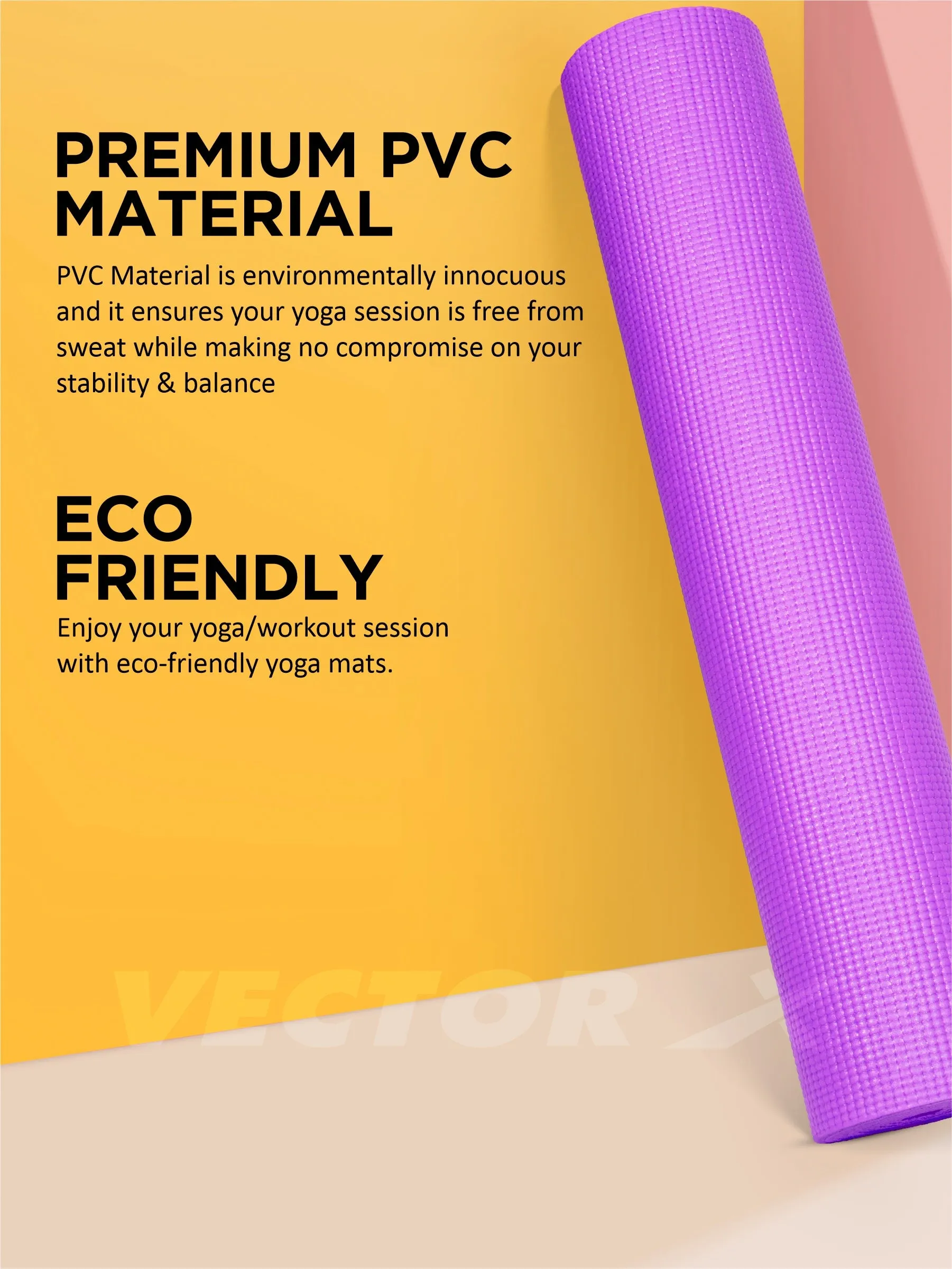 VECTOR X Non-Toxic Phthalate Free Best Quality and Anti slip PVC Eco Friendly 6 mm mm Yoga Mat (Purple)