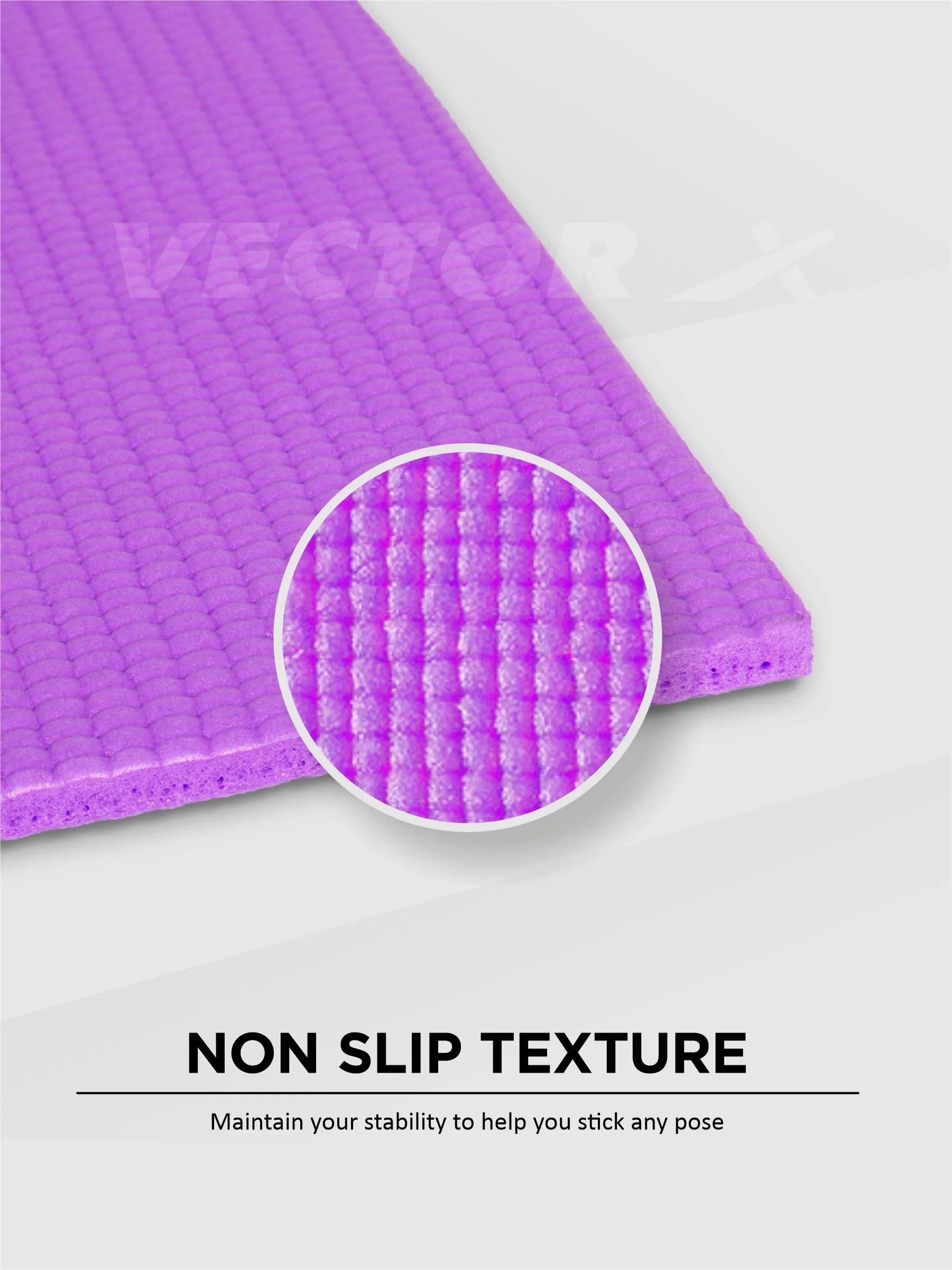 VECTOR X Non-Toxic Phthalate Free Best Quality and Anti slip PVC Eco Friendly 6 mm mm Yoga Mat (Purple)