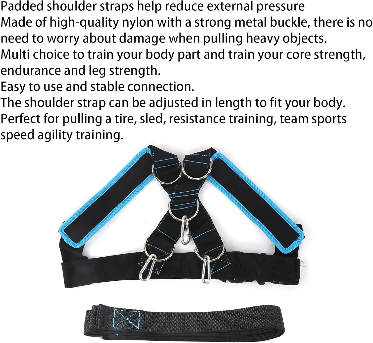 Weight Bearing Shoulder Strap Pulling Sled Harness Vest Bands with Pulling Strap Speed Chute Harness Football Workout Equipment