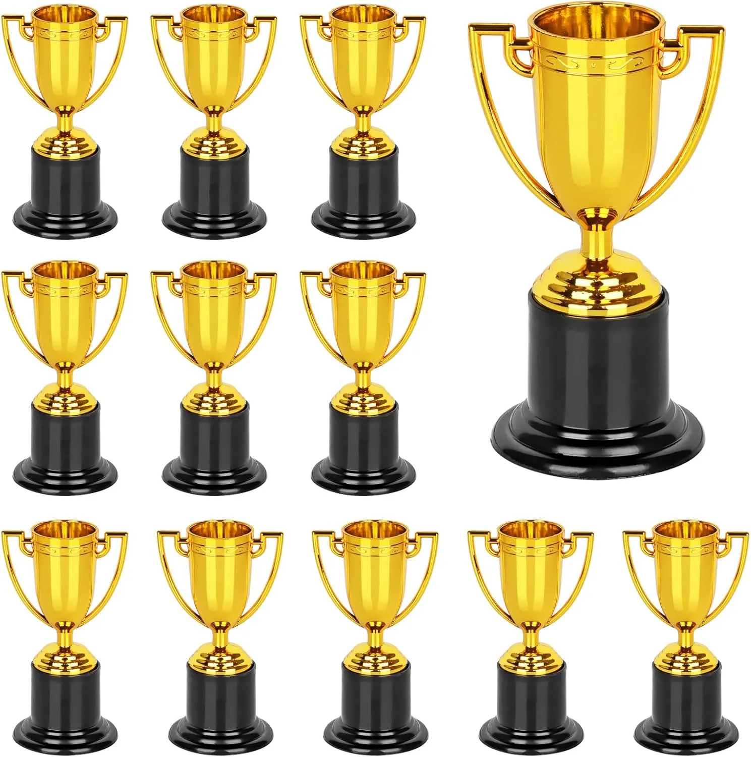 WINKIO Mini Trophies,Gold Trophy Award, Plastic Trophies for Kids, 4 Inch Trophy Cups, Award Trophies for Party Favors, Props, Rewards, Winning Prizes, Competitions Ceremony Parties Favor