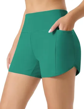 Women's 4" Swim Shorts High Waisted UPF50  Board Shorts Tummy Control Boy Shorts Swimsuit Bottoms